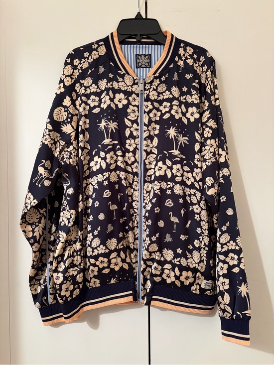 Scotch & Soda Jackets & Blazers - Scotch & Soda Reversible Floral Bomber Jacket - Navy/Blue Striped